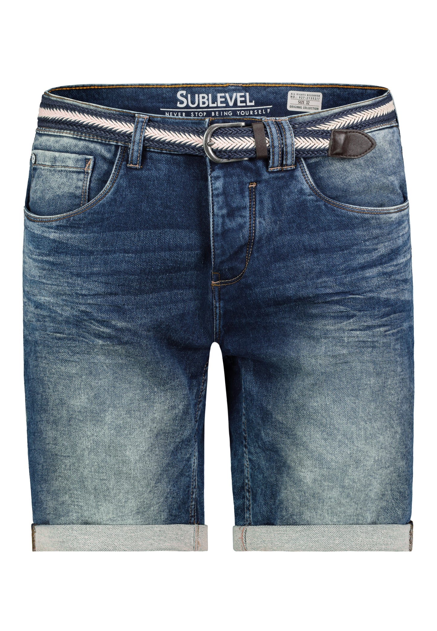 HAKA Bermunda,Gürtel,5-pocket,Aufschlag,Knopfleiste verdeckt, aufg.asym. Gesäßtaschen mit Teilungsnaht,Zickzacknaht an Seite
