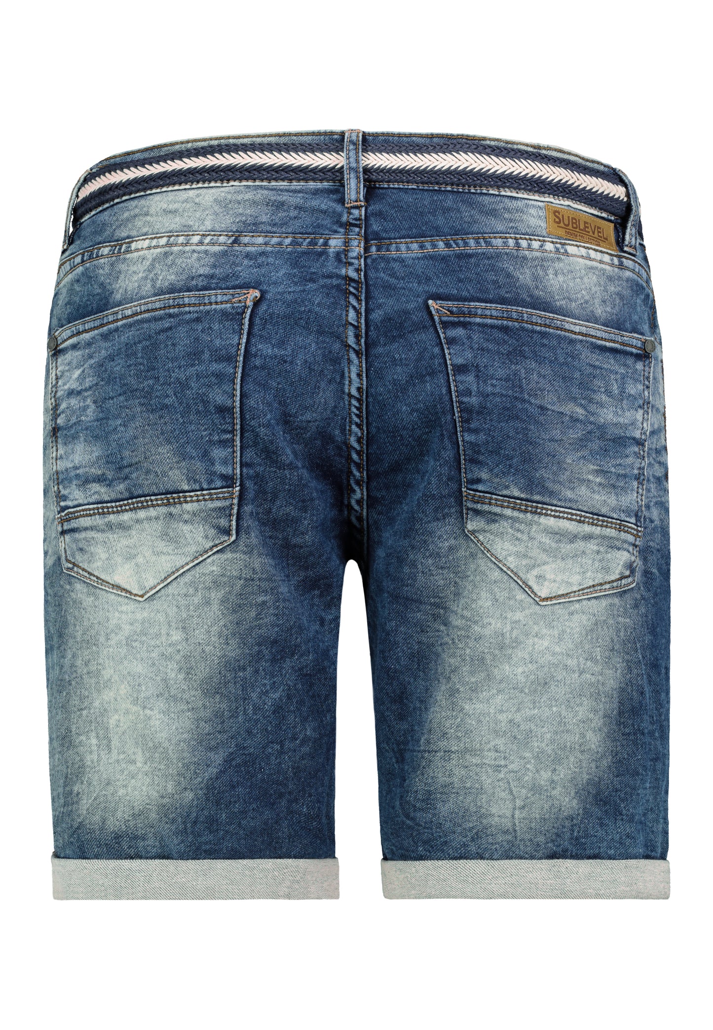 HAKA Bermunda,Gürtel,5-pocket,Aufschlag,Knopfleiste verdeckt, aufg.asym. Gesäßtaschen mit Teilungsnaht,Zickzacknaht an Seite