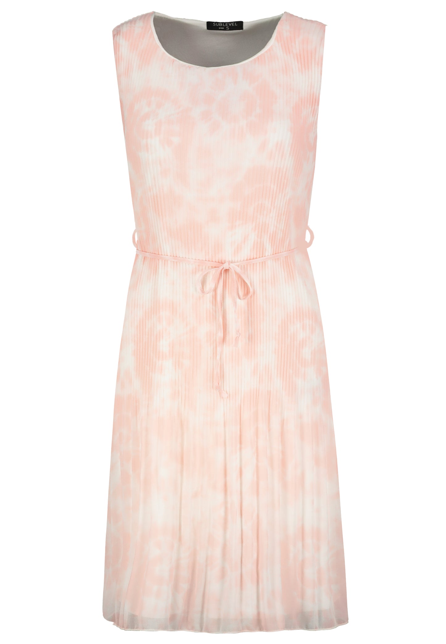 DOB Plisseekleid, midi, ärmellos, Rundhals, Schlaufe an Taille zum Binden