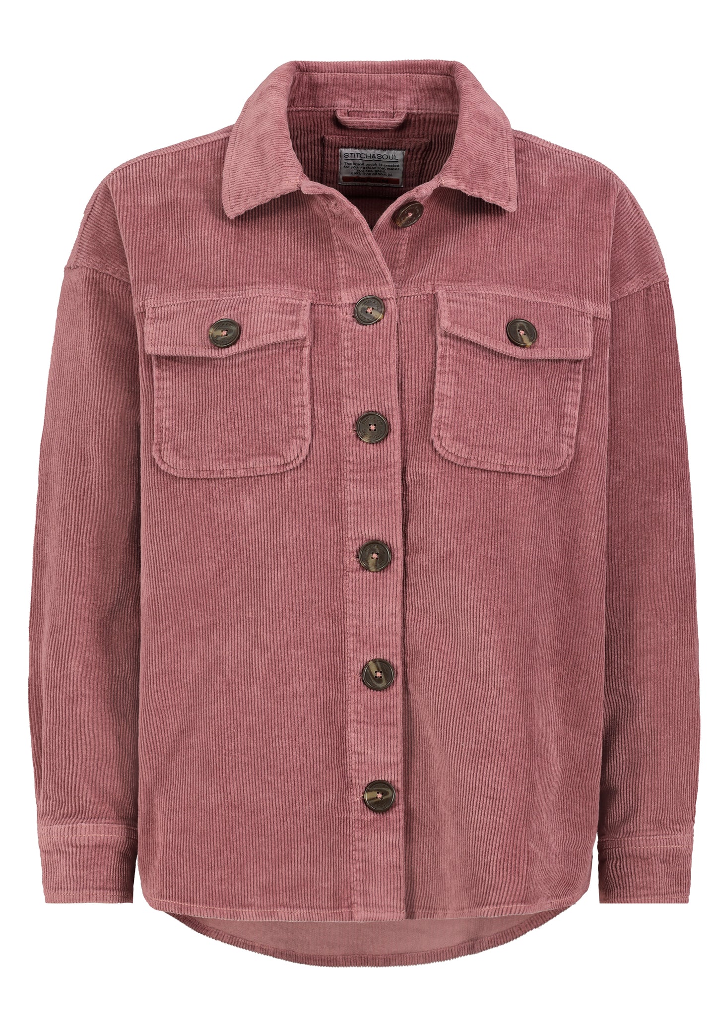 DOB Oversize Hemdjacke, aufgesetzte Brusttaschen mit Klappen, sichtbare Knopfleiste mit Funktion, Hemdkragen,Bündchen mit Knöpfen, RT länger als VT, Rückenpasse