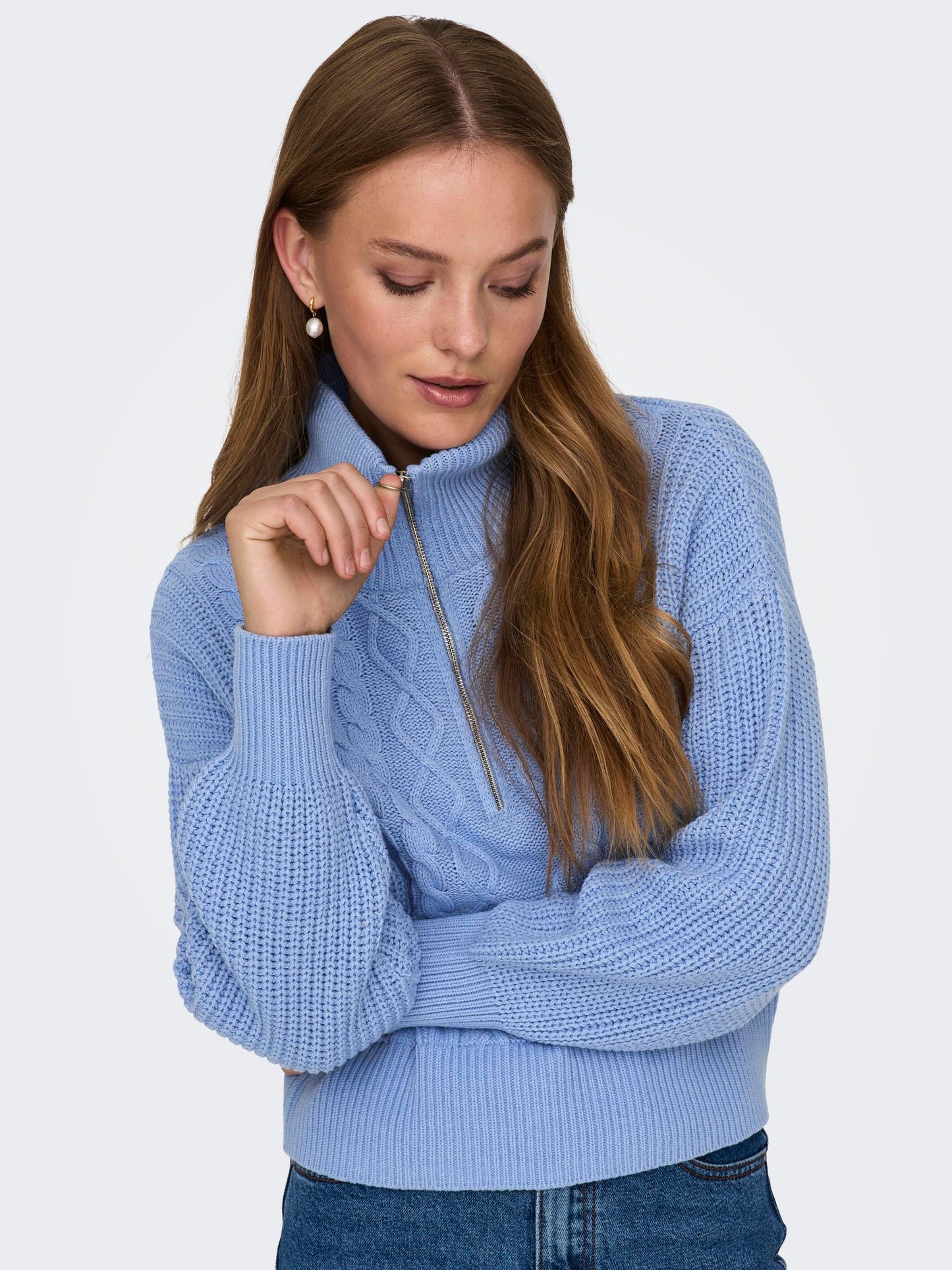 ONLDORITTA LS CABLE ZIP HIGH NECK KNT