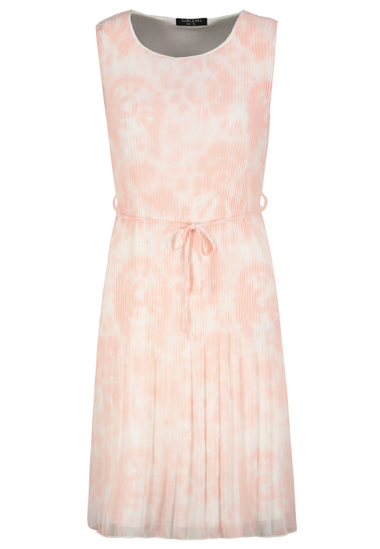 DOB Plisseekleid, midi, ärmellos, Rundhals, Schlaufe an Taille zum Binden