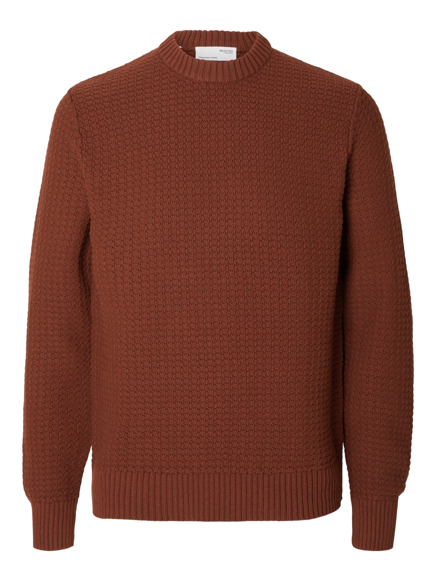 SLHTHIM LS KNIT STRUCTURE CREW NECK W