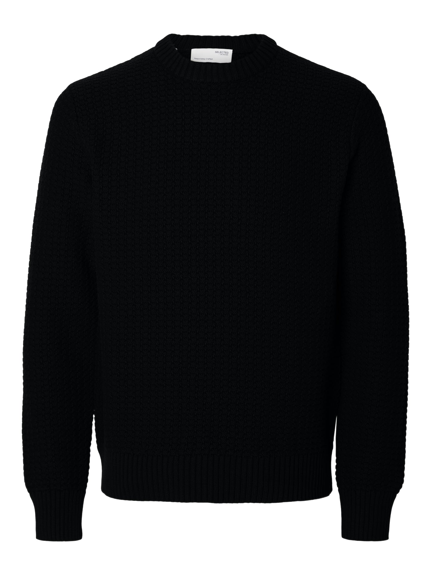 SLHTHIM LS KNIT STRUCTURE CREW NECK W