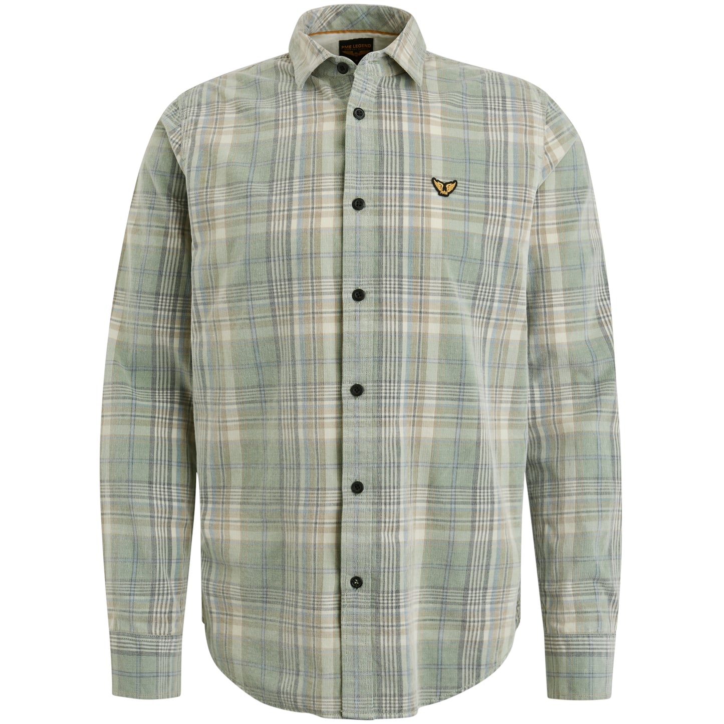 Long Sleeve Shirt Fine Corduroy Yarn Dyed Check