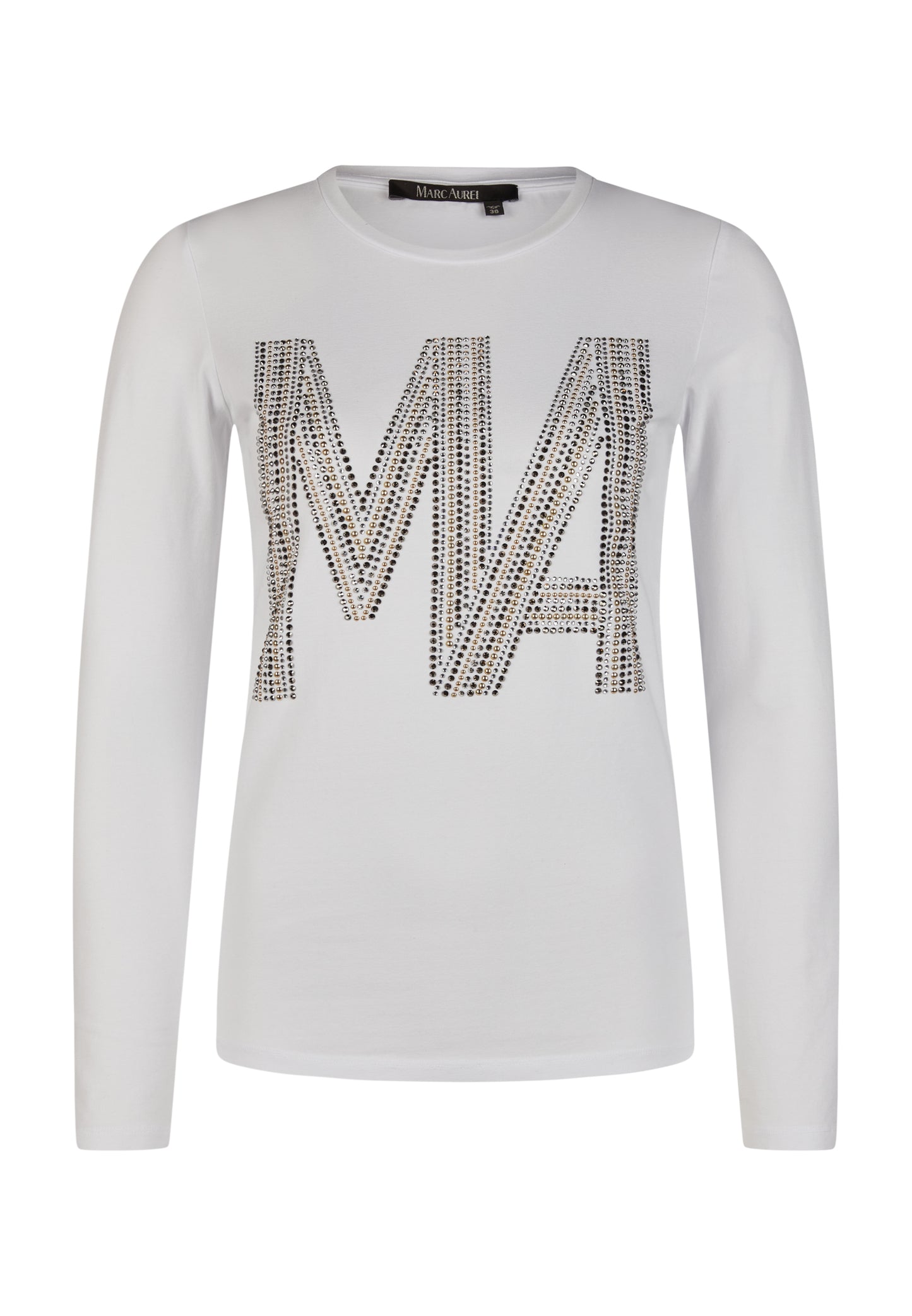 Langarmshirt mit Strass-Monogramm