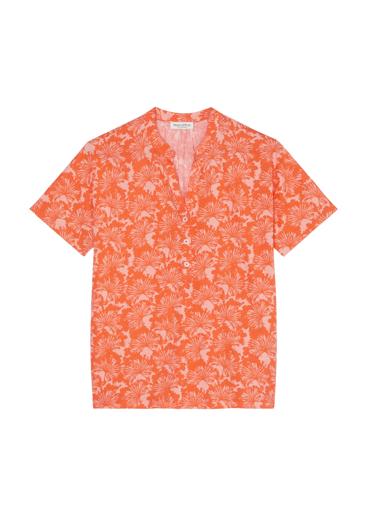Jersey-blouse, short-sleeve, placket at front, aop