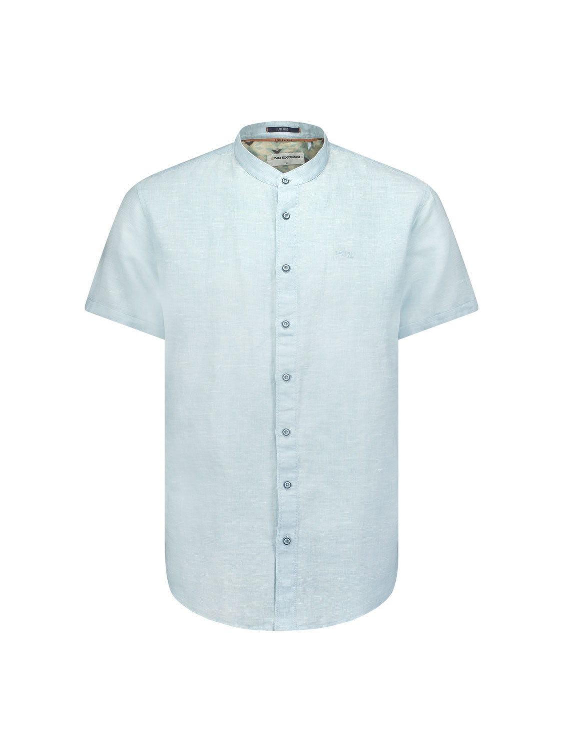 Shirt Short Sleeve Granddad 2 Coloured Melange With Linen