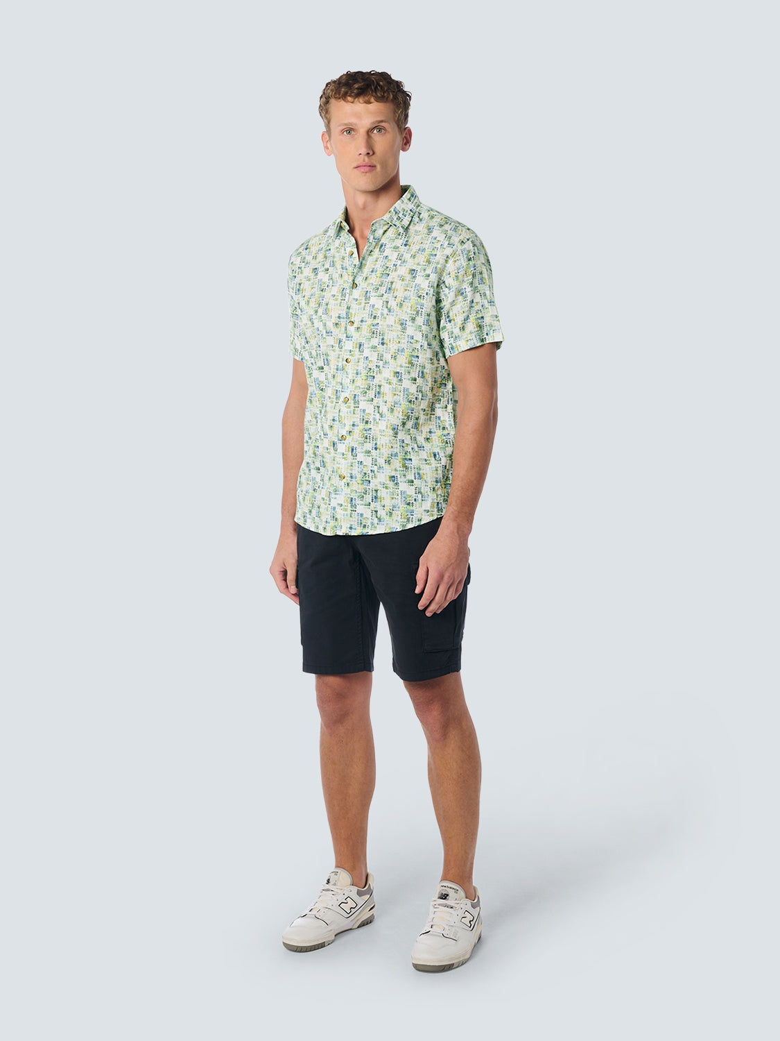 Shirt Short Sleeve Allover Printed With Linen