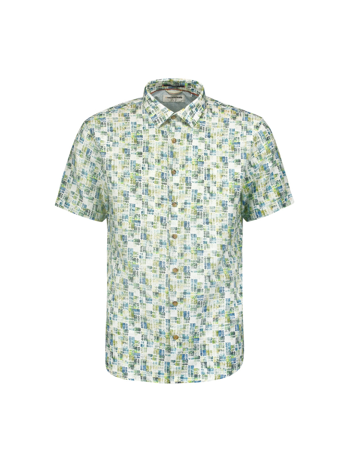 Shirt Short Sleeve Allover Printed With Linen