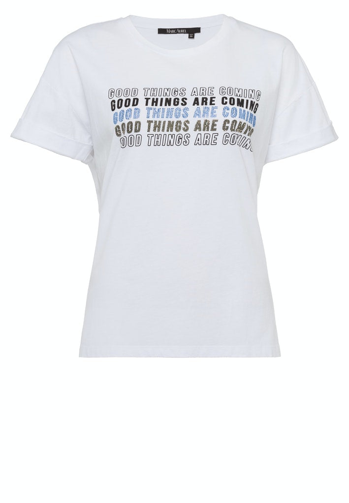 T-Shirt mit Strass-Schriftprint