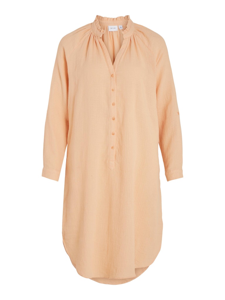 VILANIA V-NECK L/S MIDI SHIRT DRESS