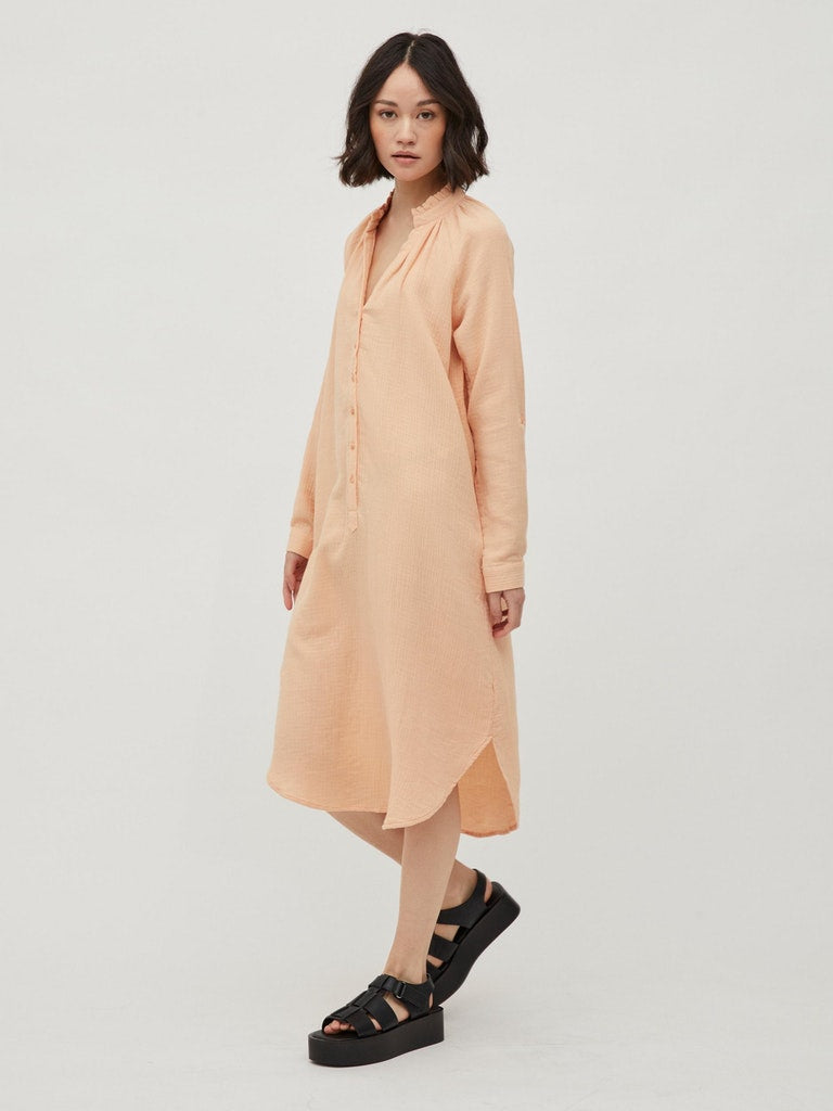 VILANIA V-NECK L/S MIDI SHIRT DRESS