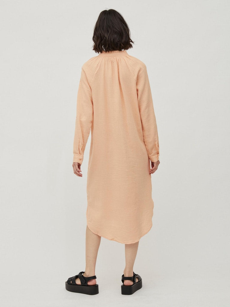 VILANIA V-NECK L/S MIDI SHIRT DRESS