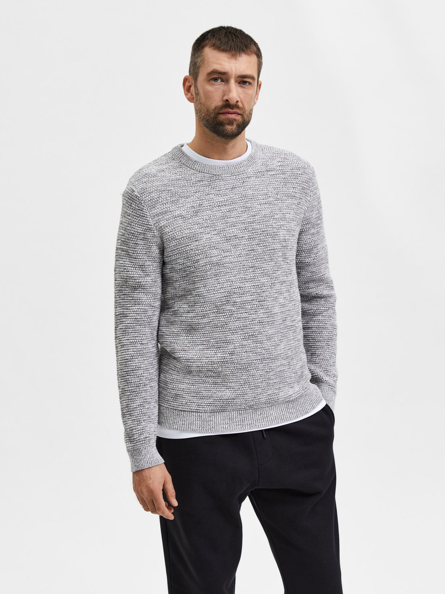 SLHVINCE LS KNIT BUBBLE CREW NECK NOOS