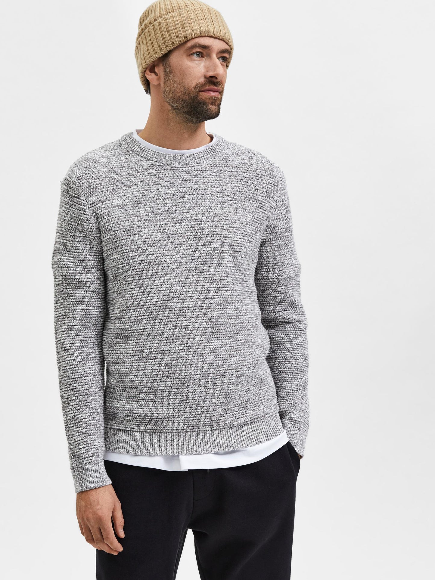 SLHVINCE LS KNIT BUBBLE CREW NECK NOOS