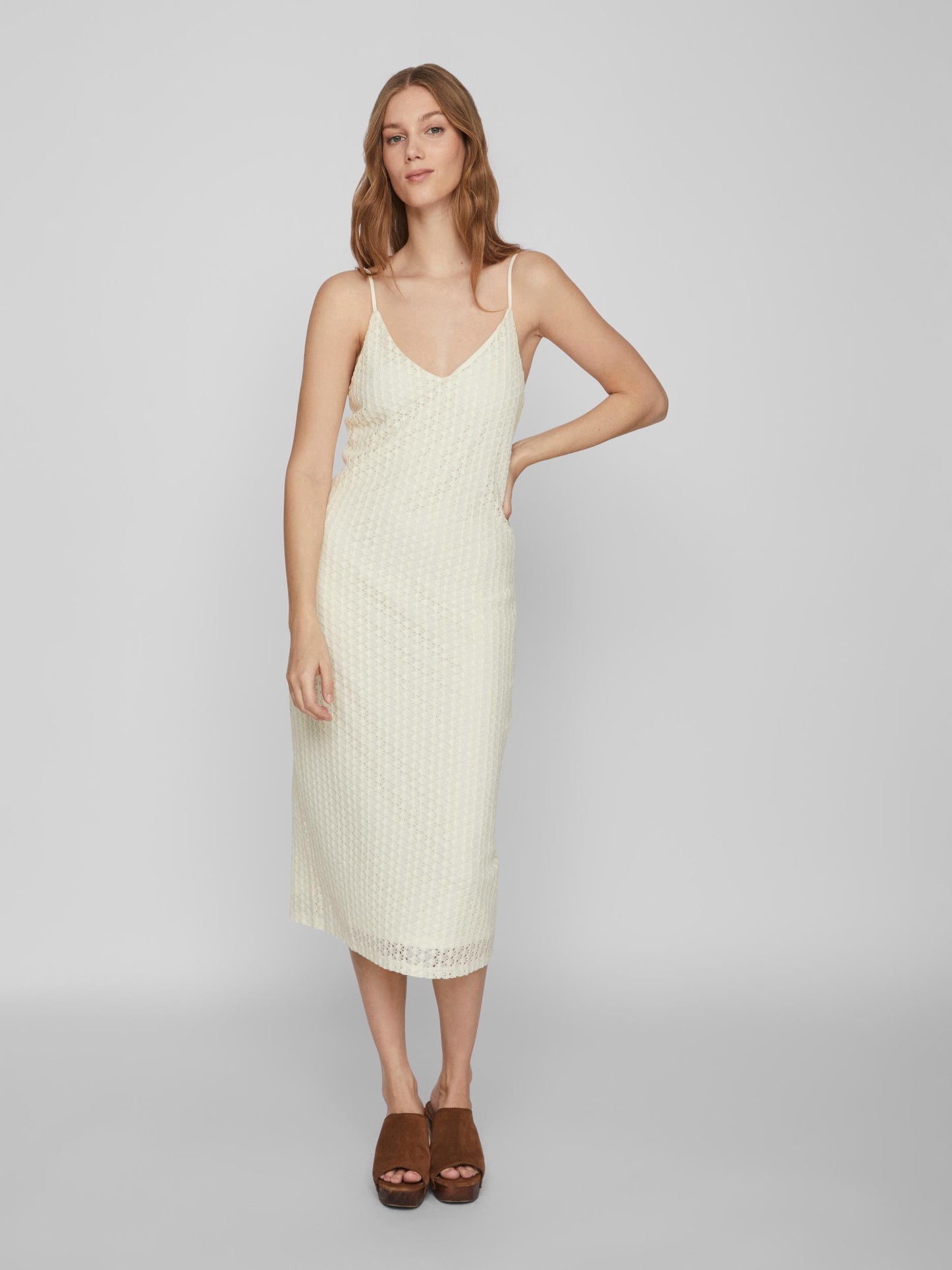 VIJULISA V-NECK S/L MIDI DRESS