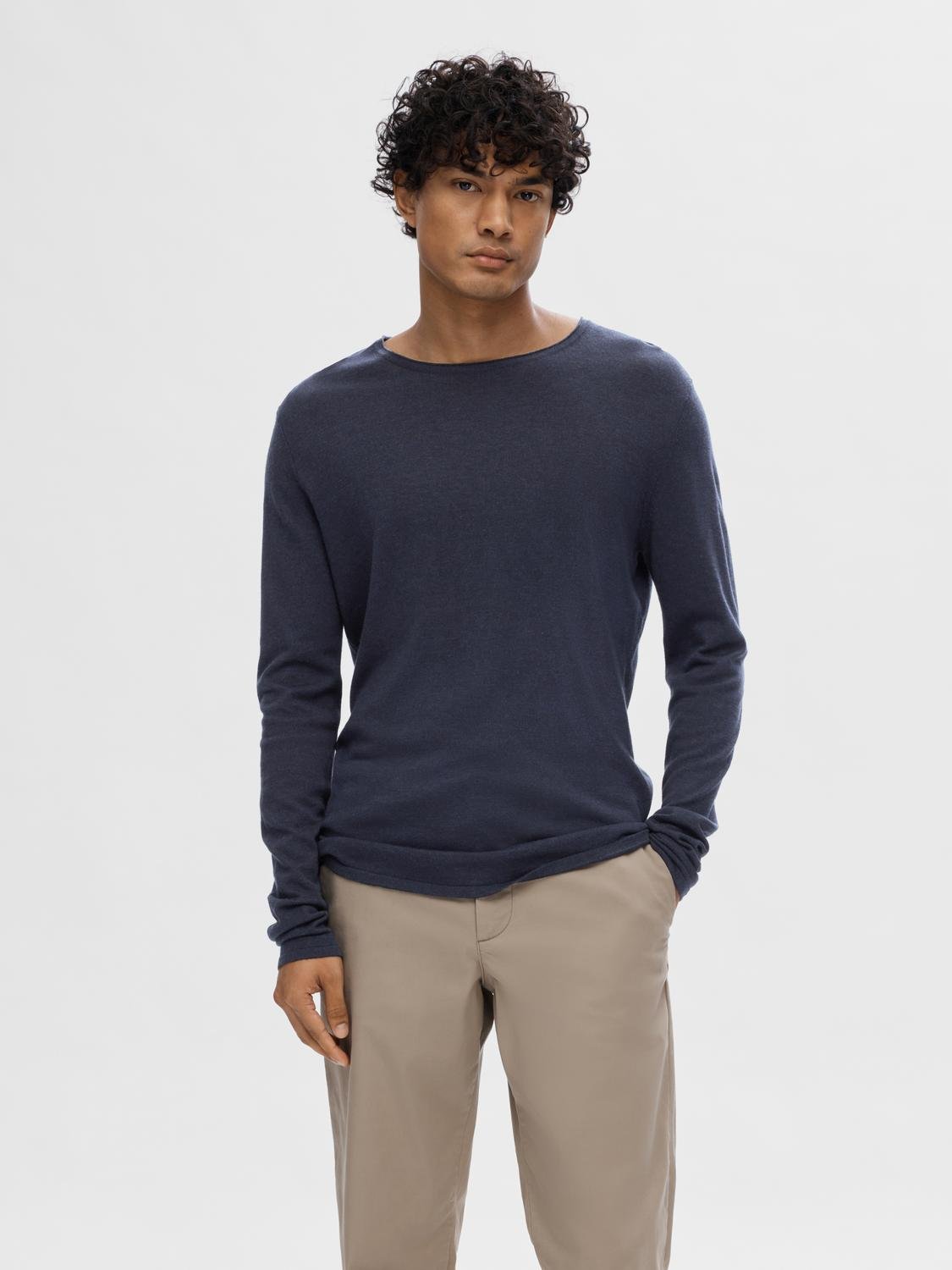 SLHROME LS KNIT CREW NECK B NOOS